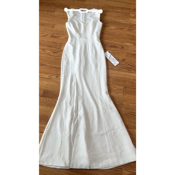 Dress the Population Sandra Plunge Crepe Trumpet Gown off white size Xxs - Picture 5 of 15